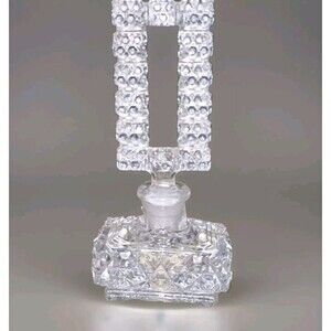 Vintage 1930s I. W. Rice Diamond Cut Clear Crystal  Czech Perfume Bottle